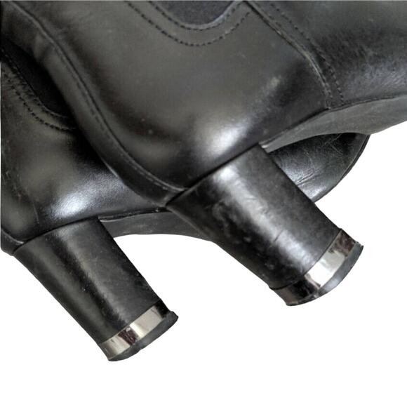 Tory Burch Chelsea Boots April Ankle Booties Heels Black Leather Womens Size 7.5 - Picture 7 of 9